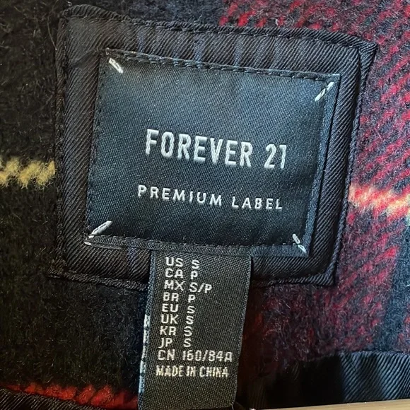Forever 21 Premium Label Red Plaid Moto Jacket S - Picture 2 of 9